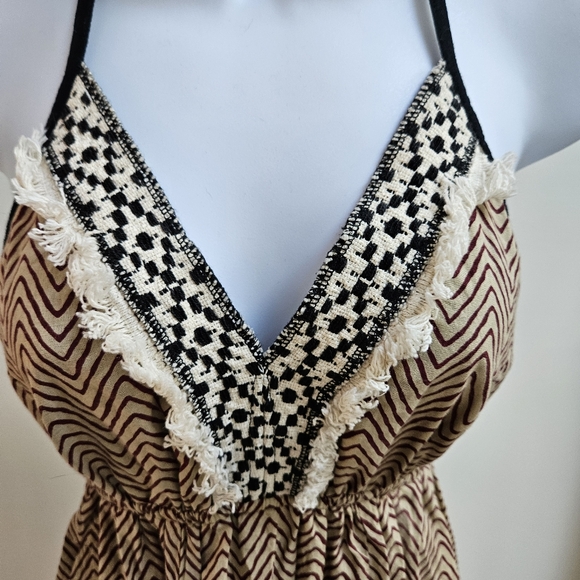 EUC ZhenNymph Foxglove Red Chevron Halter Maxi Dress, Sz S - Picture 5 of 8